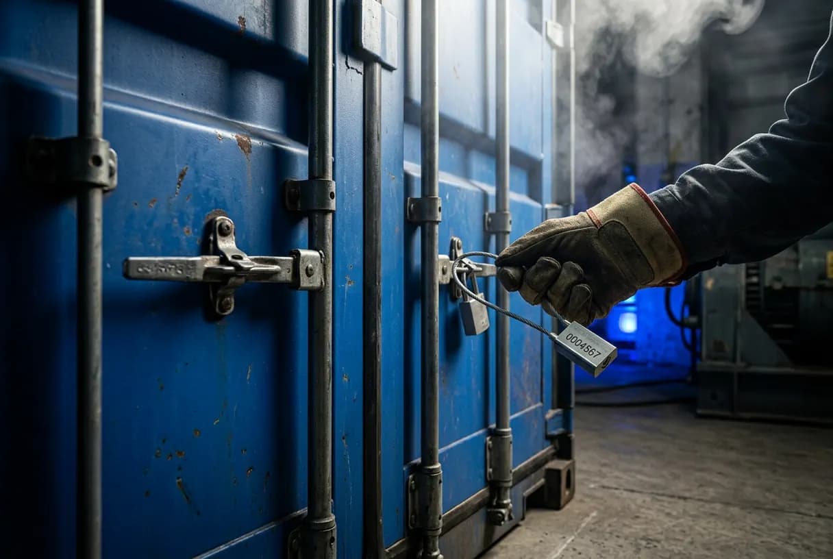 Precinto numerado en contenedor de exportación